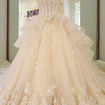 A-line Appliqued Off-the-shoulder Wedding Dresses,..