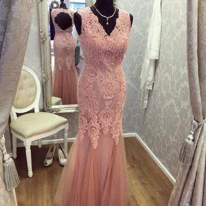 Lace Appliqued Mermaid Prom Dresses,long Formal..