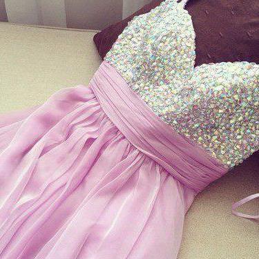 Beaded Bodice Homecoming Dresses With Spaghetti..