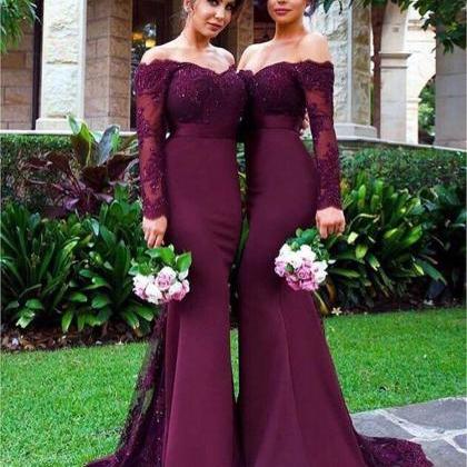 Mermaid Prom Dresses With Long Sleeves,lace..