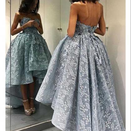Lace Prom Dresses,high Low Prom Dresses,strapless..