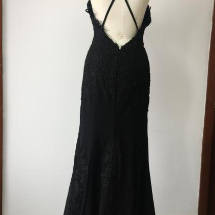 Black Mermaid Evening Dresses,sexy Open Back Prom..