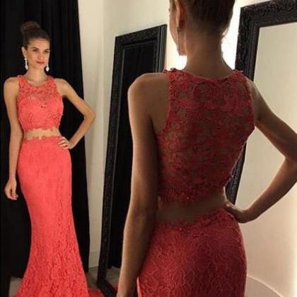 Mermaid Lace Prom Dress,two Pieces Prom..