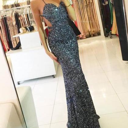 Sequins Lace Shinny Prom Dress,mermaid Prom..