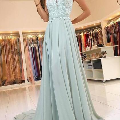 Strapless Chiffon With Lace Appliqued Simple Prom..