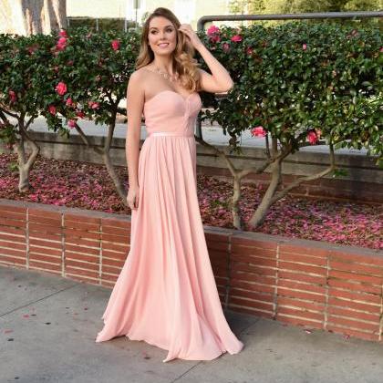 Strapless Sweetheart Neck Simple Prom Dress,blush..