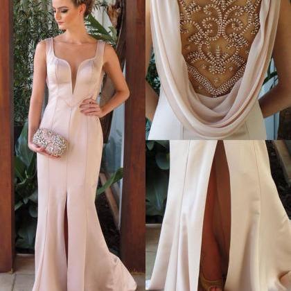 Sexy Prom Dress With Slit,mermaid Formal..