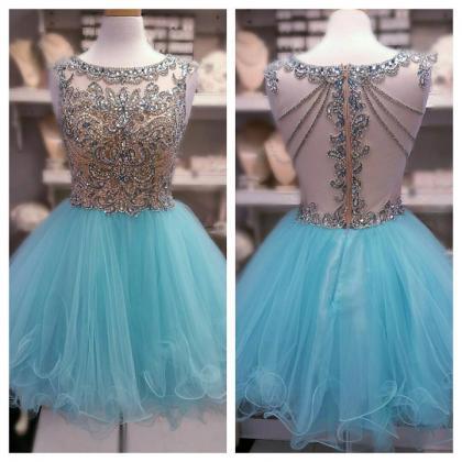 Beaded Top Blue Tulle Skirt Homecoming..