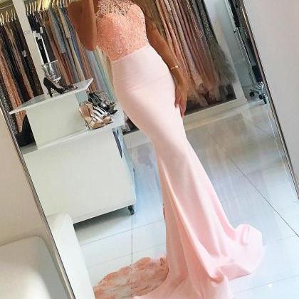 Halter High Neck Mermaid Prom Dresses With Sweep..
