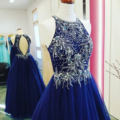 Royal Blue Tulle With Beaded Bodice Prom..