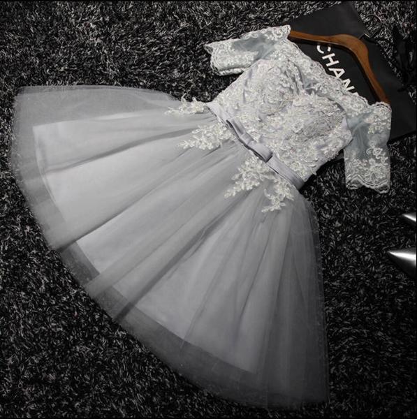 A-line Princess Elegance Off-the-shoulder Half Sleeve Cute Homecoming Dresses Asd2485