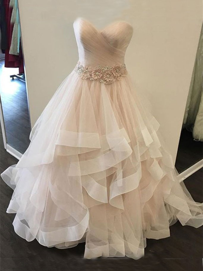 A-line Princess Pleats Wedding Dresses, Simple Grace Wedding Dresses Asd2554