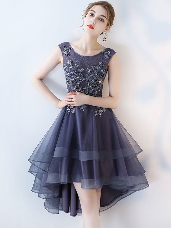 A-line Princess Scoop Neck Sleeveless Homecoming Dresses ,appliqued Mini Dresses Apd2763a