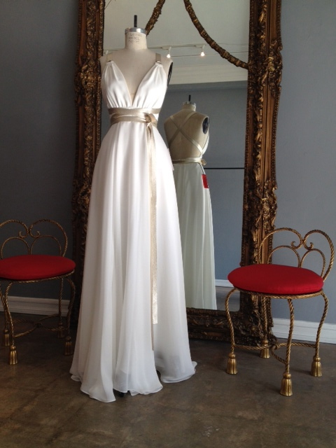 A-line Grace White Bridesmaid Dresses, Sexy Deep V Neck Spaghetti Strap Prom Dresses Asd2655