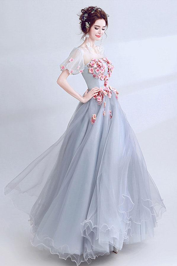 2017 A-line Princess Illusion/scoop Neck 3/4 Sleeve Long Prom Dresses Asd26891