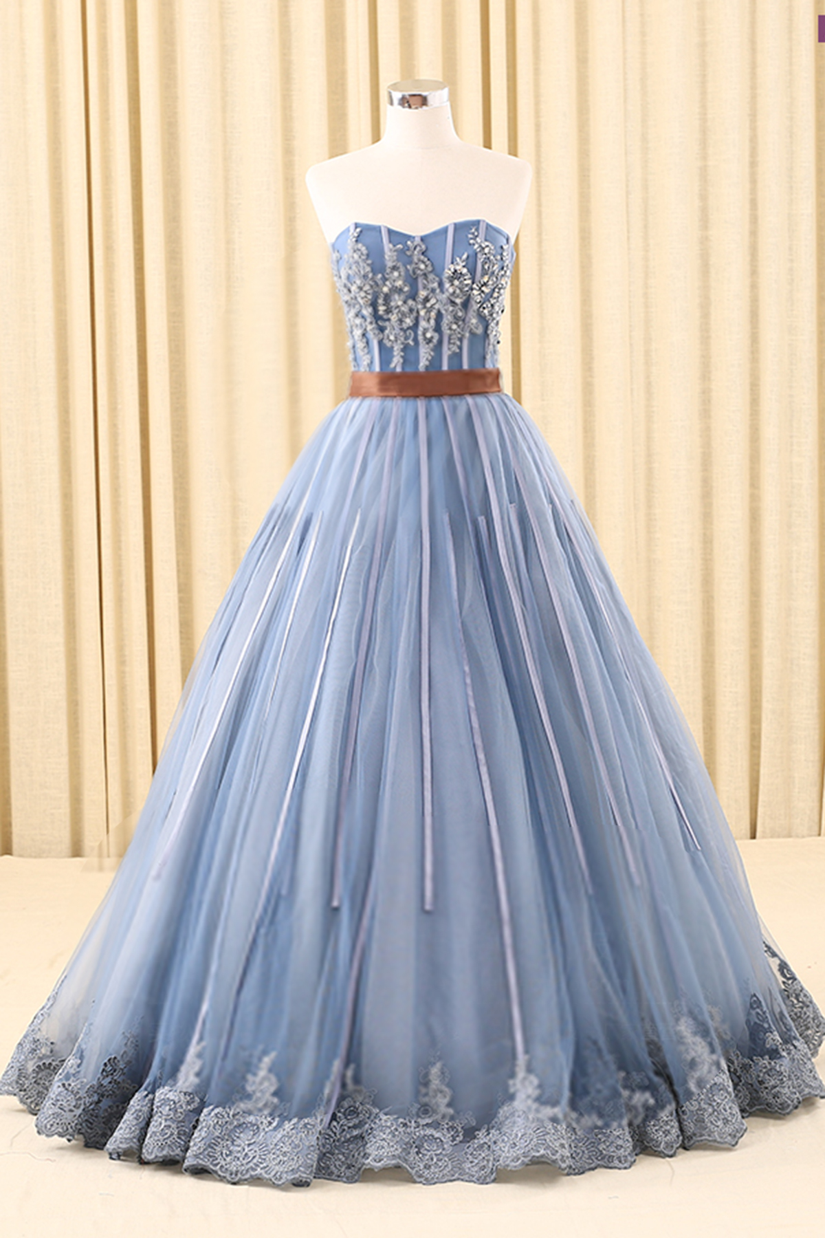A-line Princess Sweetheart Neck Glitter Sleeveless Floor Length Prom Dresses Asd26932