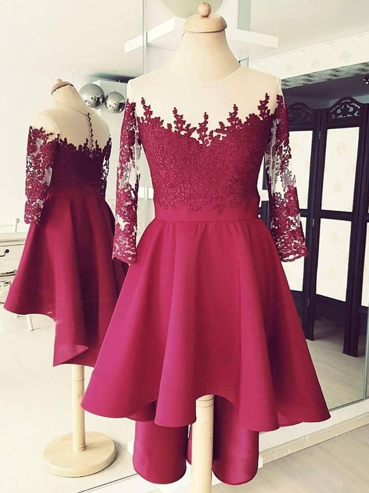 Marvelous Chiffon Jewel Neckline 3/4 Sleeves A-line Homecoming Dresses Hd126
