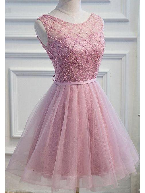 Stunning Tulle Scoop Neckline Short A-line Homecoming Dresses Hd173