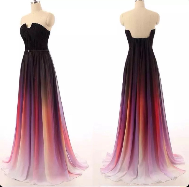 A Line Strapless Ombre Prom Dresses With Black Sash Ombre Bridesmaid Dresses On Luulla 4332