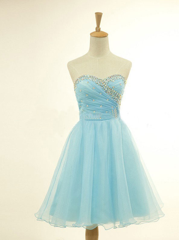 Strapless Homecoming Dresses, Hoco Dresses,sweetheart Neck Short Prom Dresses,organza Cocktail Dresses,1826