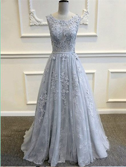 Silver Lace Appliqued Prom Dresses,long Formal Dresses,vintage Pageant Dresses.2025