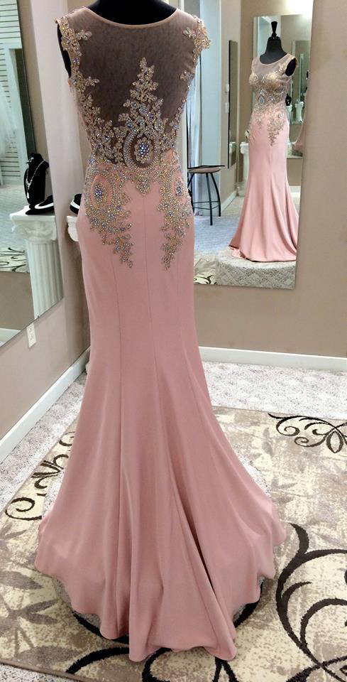 Mermaid Prom Dresses,jersey With Gold Lace Appliqued Prom Gowns,long Formal Dresses,2054