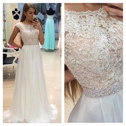 Ivory Lace Bodice Halter Long Dresses Marigold