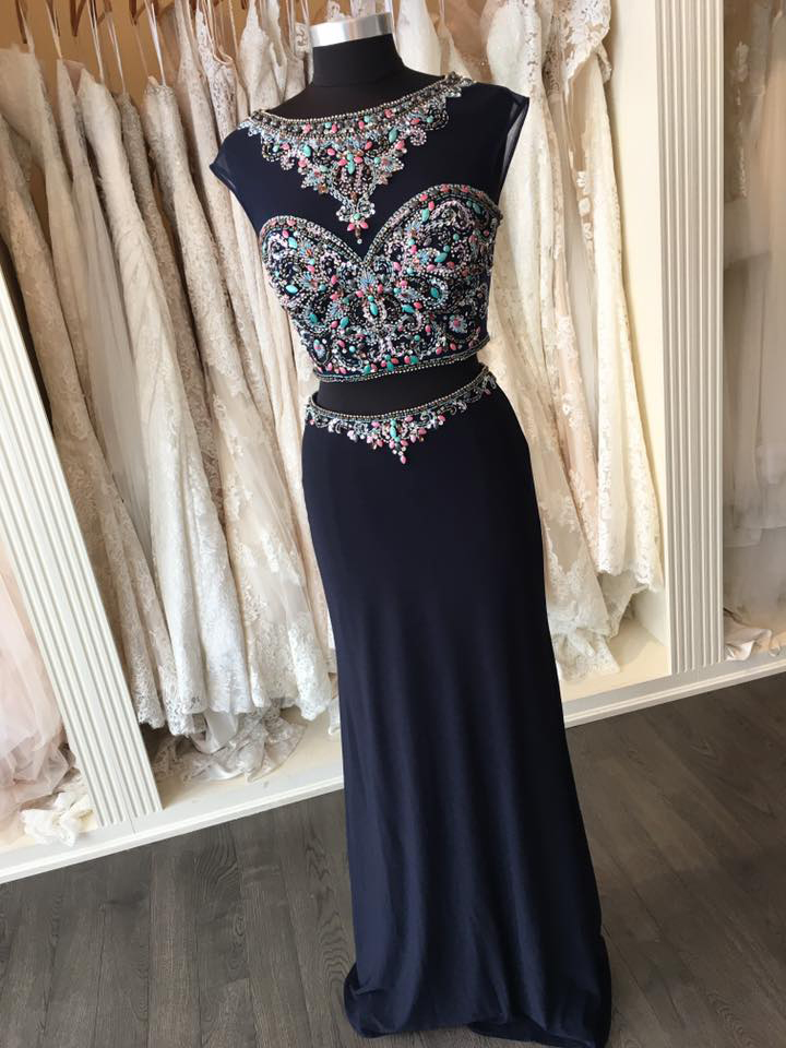Beaded 2 Pieces Boho Prom Dresses,long Formal Dress,open Back Two ...