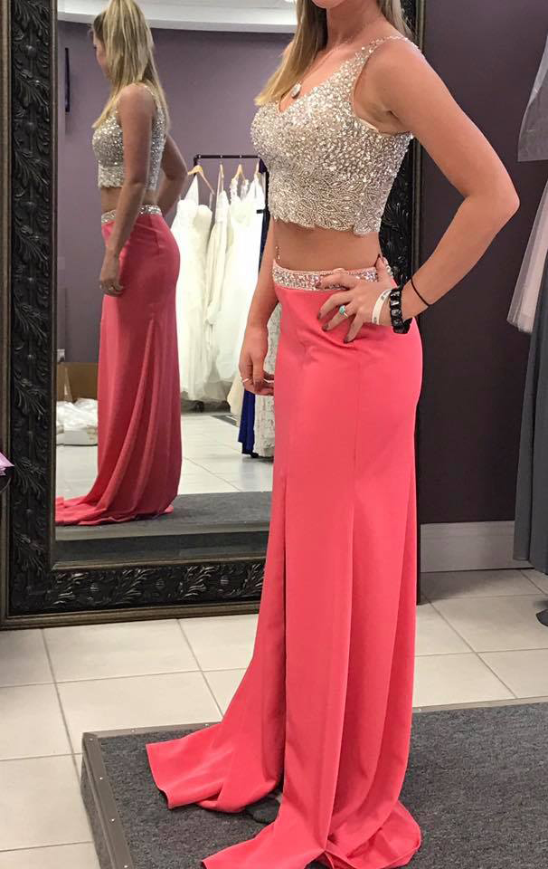 Beaded Bodice Two Pieces Prom Dresses,2 Pieces Prom Gowns,senior Prom Formal Dress,2270