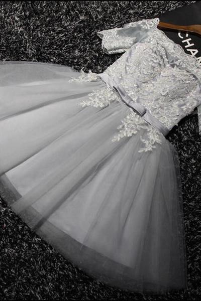 A-line Princess Elegance Off-the-shoulder Half Sleeve Cute Homecoming Dresses Asd2485