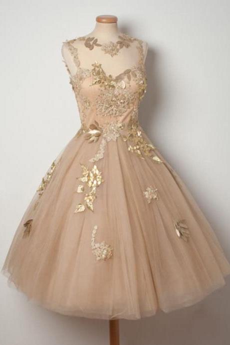 A-line Princess Appliqued Illusion/sweetheart Cute Homecoming Dresses Asd2495