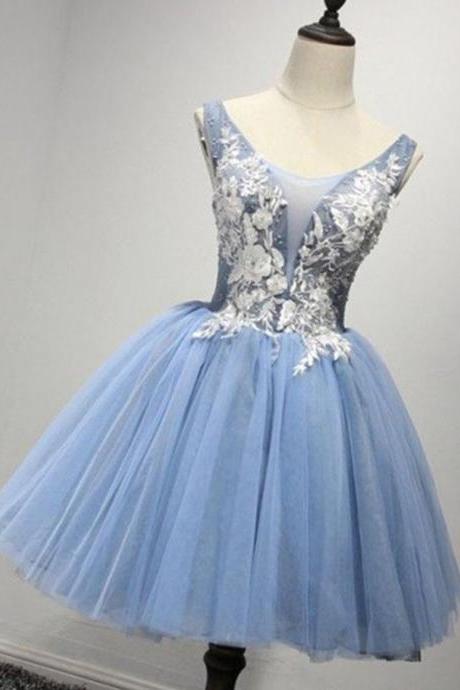 A-line Princess Illusion/scoop Neck Sleeveless Homecoming Dresses Asd2553