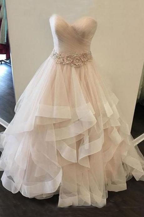 A-line Princess Pleats Wedding Dresses, Simple Grace Wedding Dresses Asd2554