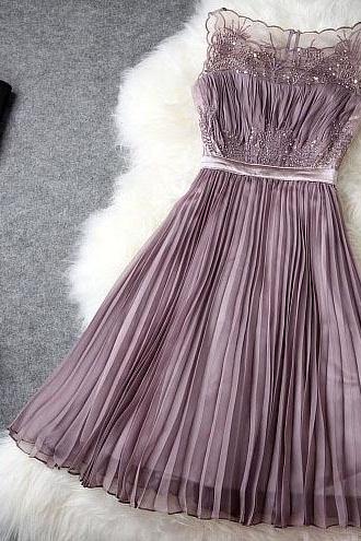A-line Scoop Neck Sleeveless Homecoming Dresses Pleats Mini Dresses Asd2587
