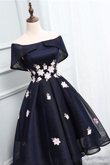 A-line Princess Off-the-shoulder Homecoming Dresses,cap Sleeve Prom Dresses Asd2613