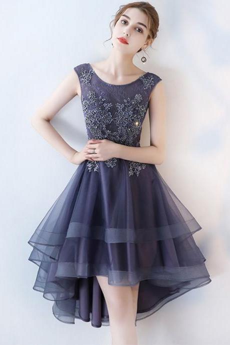 A-line Princess Scoop Neck Sleeveless Homecoming Dresses ,appliqued Mini Dresses Apd2763a
