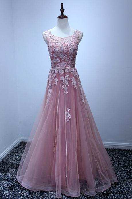 A-line Scoop Neck Appliqued Wedding Dresses, Princess Floor Length Dresses for Autumn ASD2619