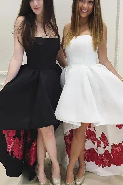 A-line Sweetheart Neck Prom Dresses, Sleeveless Sexy Little Black/white Dresses Asd26709