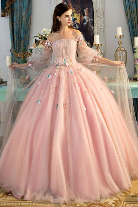 2017 A-line Princess Blush Pink Fairy Tale Prom Dresses , Floor Length Dresses Asd26845