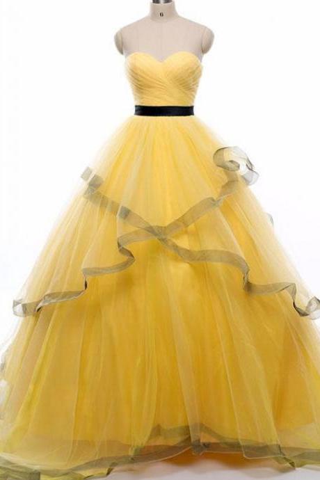2017 A-line Princess Sweetheart Neck Sleeveless Long Prom Dresses Asd26880