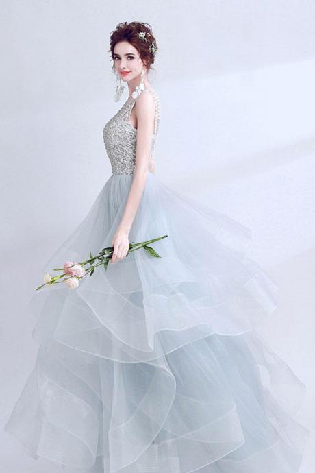 2017 A-line Princess Scoop Neck Sleeveless Long Prom Dresses Asd26893