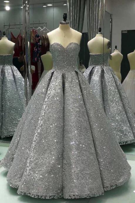 A-line Princess Sweetheart Neck Appliques Floor Length Prom Dresses ASD26929