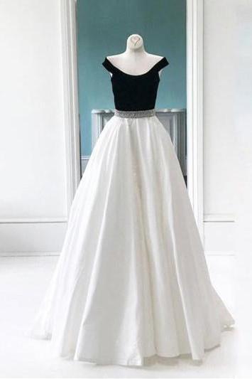 A-line Scoop Neck Glitter Sleeveless Floor Length Prom Dresses Asd26930