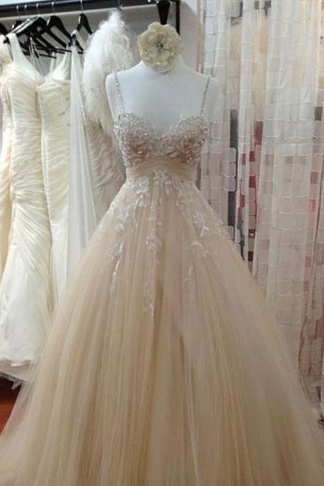2017 A-line Princess Spaghetti Strap Sleeveless Long Prom Dresses Asd26946