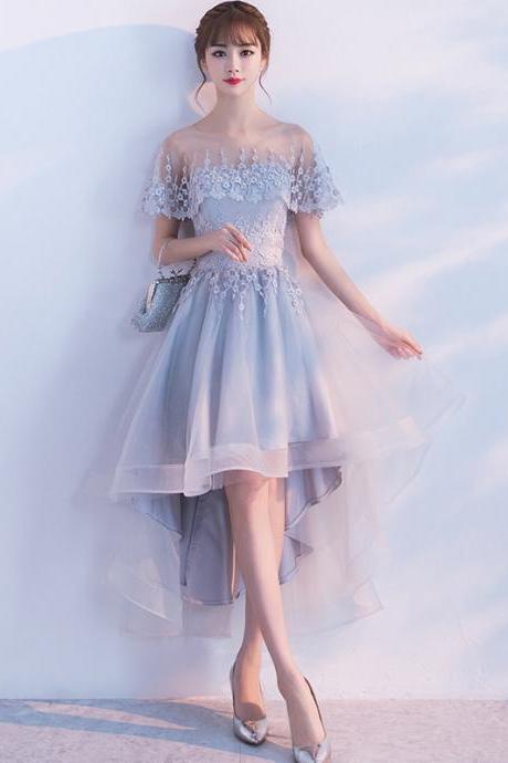 2017 A -line Princess Illusion Neck Sleeveless Knee Length Prom Dresses Asd26953