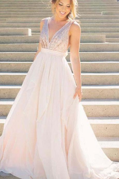 Sequins Lace Simple Long Prom Dresses,Cheap Formal Prom Party Dresses