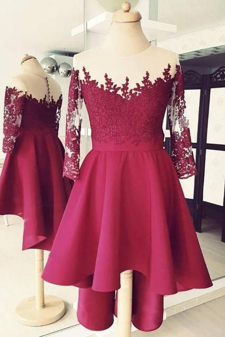 Marvelous Chiffon Jewel Neckline 3/4 Sleeves A-line Homecoming Dresses HD126