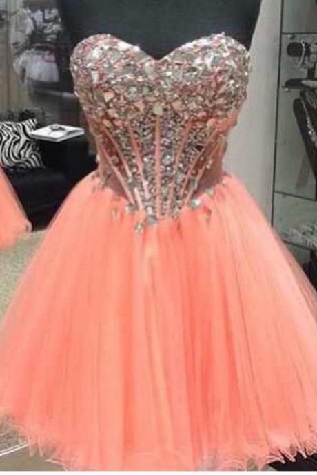 Sweetheart Neck Homecoming Dresses,blush Pink Short Prom Dresses,sparkly Homecoming Dresses 1532