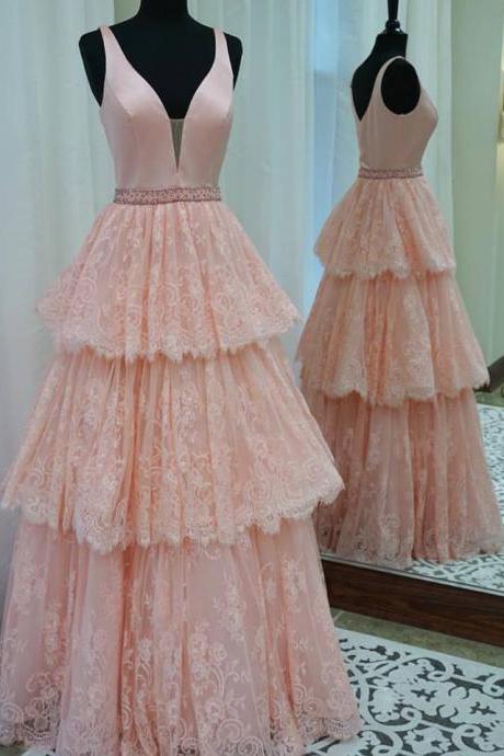 Princess Lace Skirt Prom Dresses With V-neck,long Formal Gowns,charming 2017 Pageant Dresses,1956