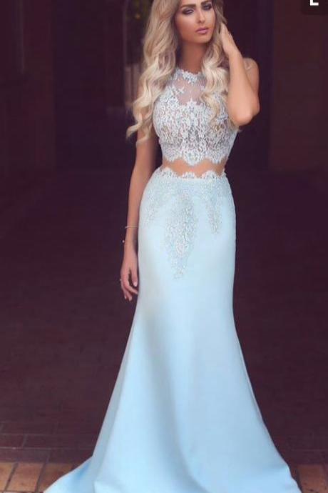 Lace Bodice Two Pieces Prom Dresses,mermaid Prom Dresses,long Party Dresses,2003